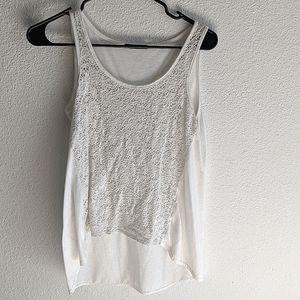 White lace front tank